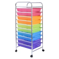 Vežimėlis su stalčiais 33x37x86cm., įvairių spalvų