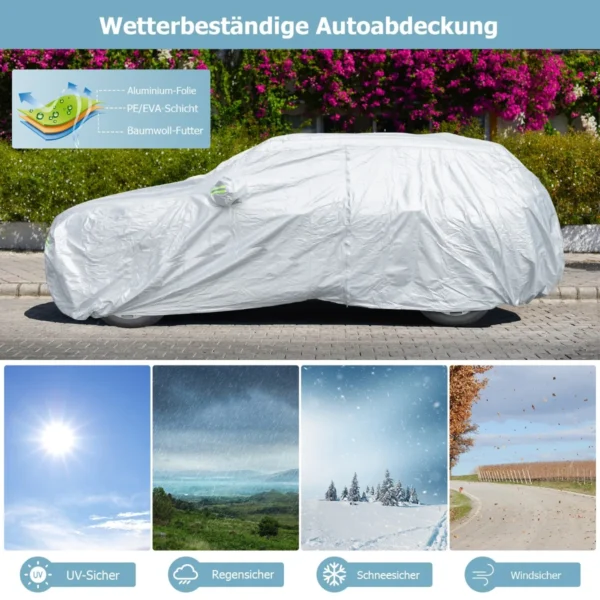 Automobilio uždangalas 483x191x153cm., sidabrinės spalvos