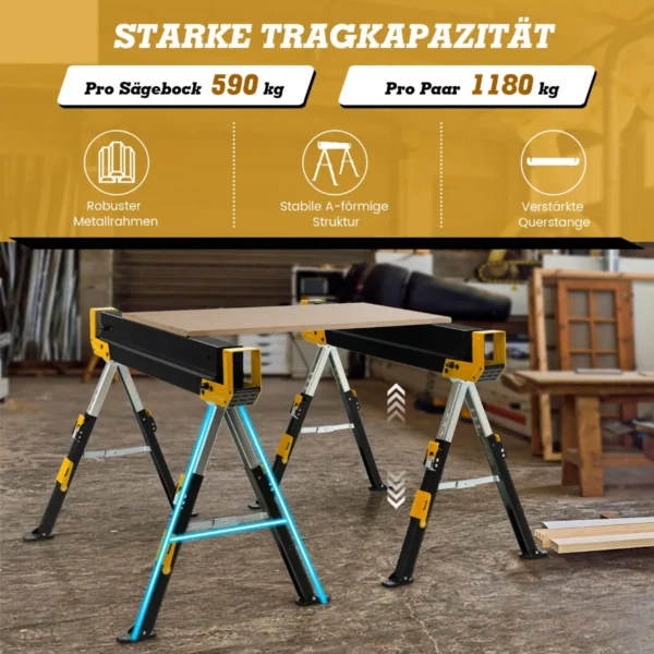 Rinkinys iš 2 pjūklos stovų 109x69x82,7cm., sidabrinės/oranžinės spalvos