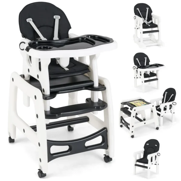 Kūdikio maitinimo kėdutė 58,5x51x103cm., baltos/juodos spalvos