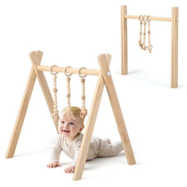 Vaikiška arka su žaislais 62x45x60cm., šviesiai rudos spalvos