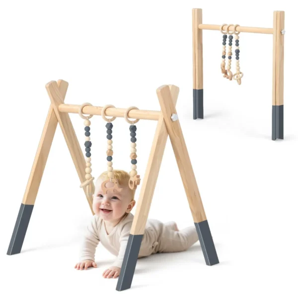 Vaikiška arka su žaislais 62x45x60cm., šviesiai rudos/pilkos spalvos