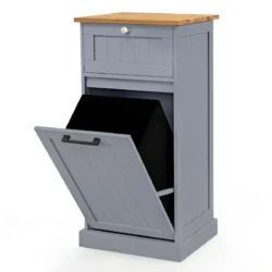 Skalbinių krepšys 40x37x82cm., pilkos/šviesiai rudos spalvos