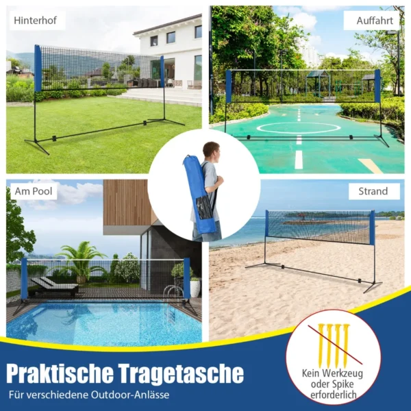 Badmintono tinklas 420x102x155cm., juodos/mėlynos spalvos