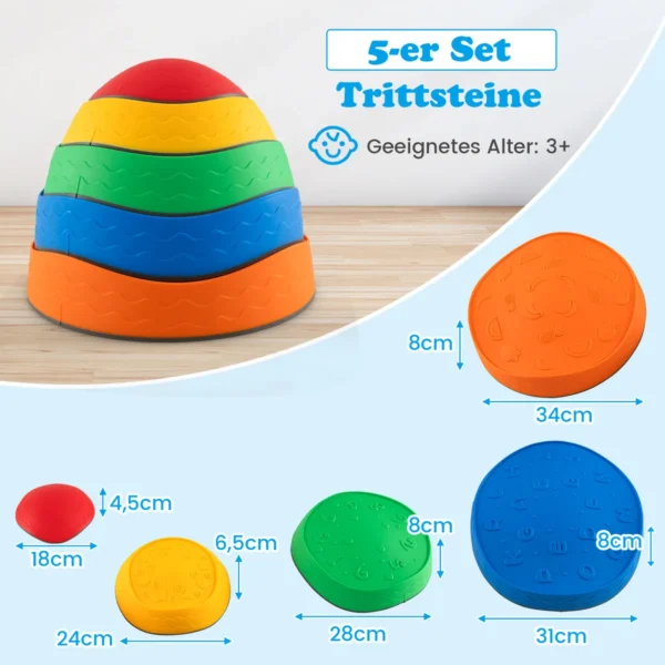 Rinkinys iš 5 balansavimo akmenų, įvairių spalvų