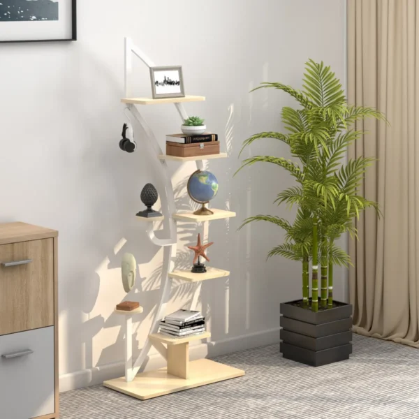 Rinkinys iš 2 gėlių stovų 60x30x155cm., baltos/šviesiai rudos spalvos