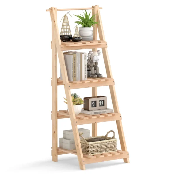 blumentreppeklappbarleiterregalmit4ablagenblumenregalaustannenholzpflanzleiterpflanzenregalblumenstndernatur52x38x109cm_image_7_1.webp Gėlių stovas 52x38x109cm., šviesiai rudos spalvos