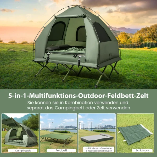 Turistinė sulankstoma lova 193x70x18cm., tamsiai žalios/juodos spalvos