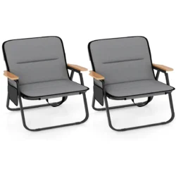 Rinkinys iš 2 turistinių kėdžių 68x59x71cm., pilkos/juodos spalvos