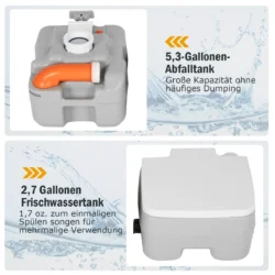 Turistinis tualetas 41,5x34,5x42cm., pilkos spalvos