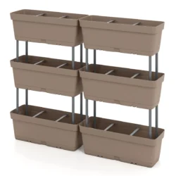 Rinkinys iš 6 gėlių vazonų 49x16x16cm., rudos spalvos
