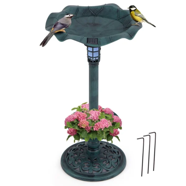 costwayvogeltrnkemitsolarleuchteblumentopfvogelfutterhausstndervogelfutterstationretrofutterspendervogelfutterspenderwildvgelvogelbadgartenhofterrasse43x76cmgrn_1752042153081_image_2.webp Paukščių girdykla 43x43x76cm., žalios spalvos