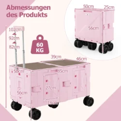 Pirkinių vežimėlis 85x50x102cm., rožinės/juodos spalvos