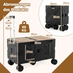 Pirkinių vežimėlis 85x50x102cm., juodos spalvos