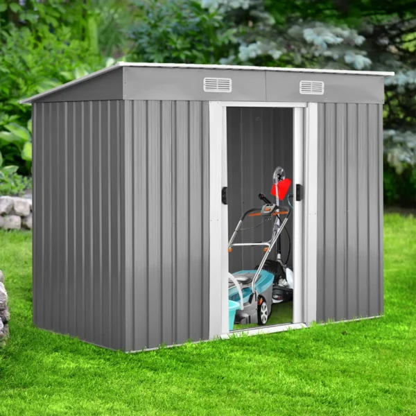 Sodo sandėliukas 238x131x181cm., pilkos/baltos spalvos