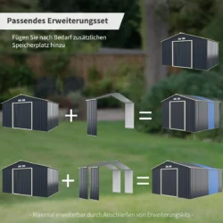 Sodo sandėliuko prailginimo stogas 340x64x210cm., tamsiai pilkos spalvos