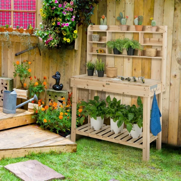 Sodo darbastalis 110x50x153cm., šviesiai rudos spalvos