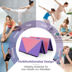 Gimnastikos kilimėlis 240x117x5cm., violetinės/rožinės spalvos