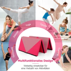 Gimnastikos kilimėlis 240x117x5cm., rožinės spalvos