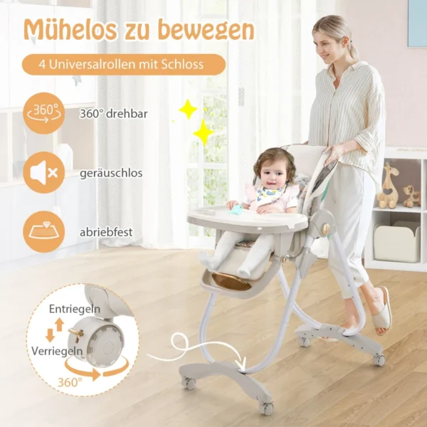 Kūdikio maitinimo kėdutė 96,5x55x109cm., pilkos/baltos spalvos