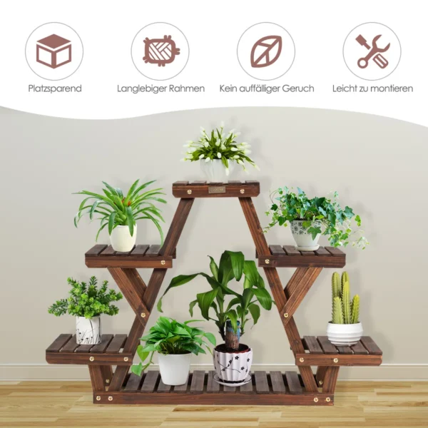 Gėlių stovas 99x25x64,5cm., rudos spalvos