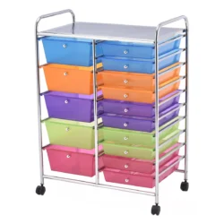 Vežimėlis su stalčiais 62,5x37x87cm., įvairių spalvų