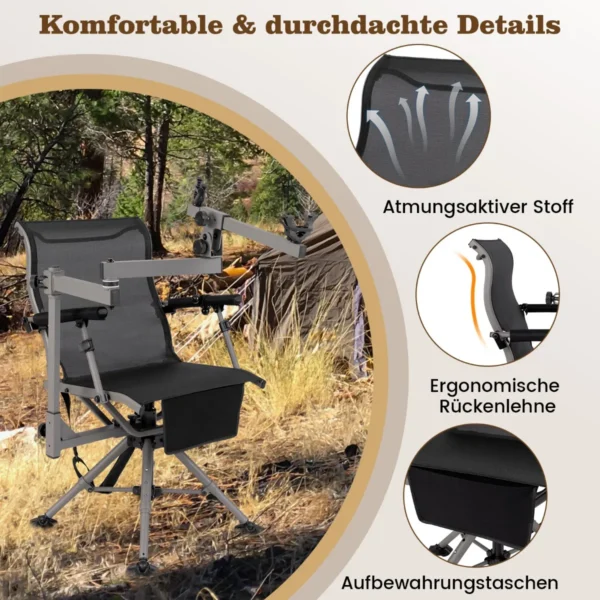 Turistinė kėdė 62x50x102cm., juodos/pilkos spalvos