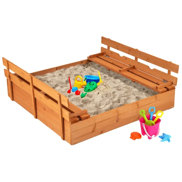 Smėlio dėžė 118x118x42,5cm., rudos spalvos