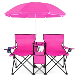 Rinkinys iš 2 turistinių kėdžių 160x55x178cm., rožinės/juodos spalvos