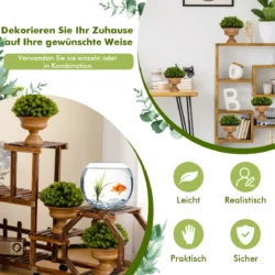 Rinkinys iš 4 dirbtinių vazoninių augalų 26x26x28,5cm., rudos/žalios spalvos