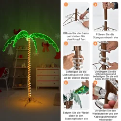 Led palmės formos medelis 175x120x218cm., žalios/rudos spalvos