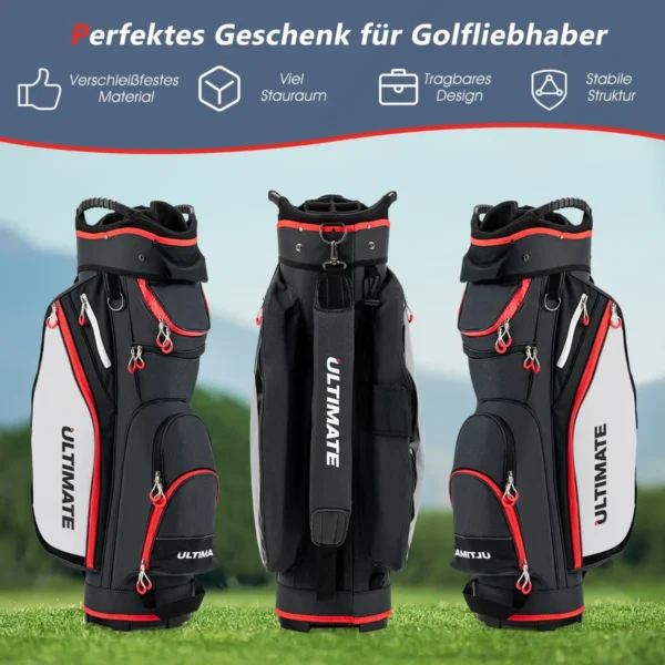 Golfo krepšys 39x25x128cm., juodos/raudonos spalvos