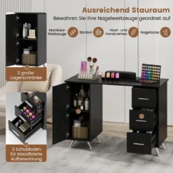 Manikiūro stalas 108x45x76cm., juodos spalvos