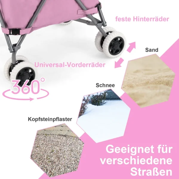 Pirkinių vežimėlis 66x46x94,5cm., rožinės/pilkos spalvos