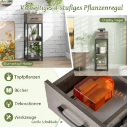 Augalų lentyna 30,5x30,5x92cm., pilkos/juodos spalvos