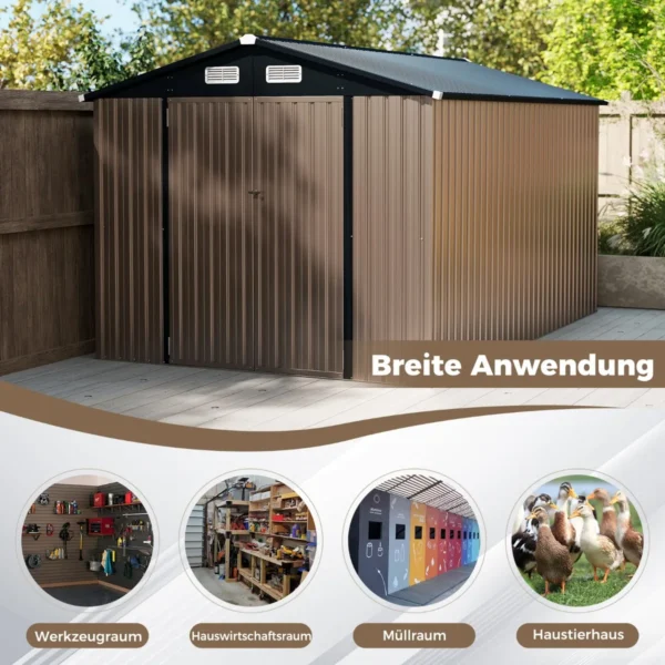 Sodo sandėliukas 350x236x197cm., rudos/juodos spalvos