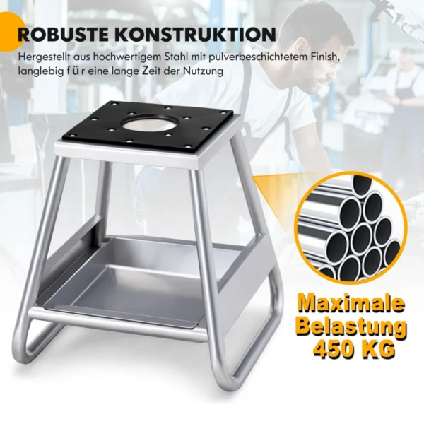 Motociklo stovas 40x40x42., sidabrinės/juodos spalvos