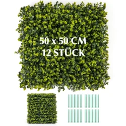 Rinkinys iš 12 dirbtinių gyvatvorių 50x50cm., žalios spalvos