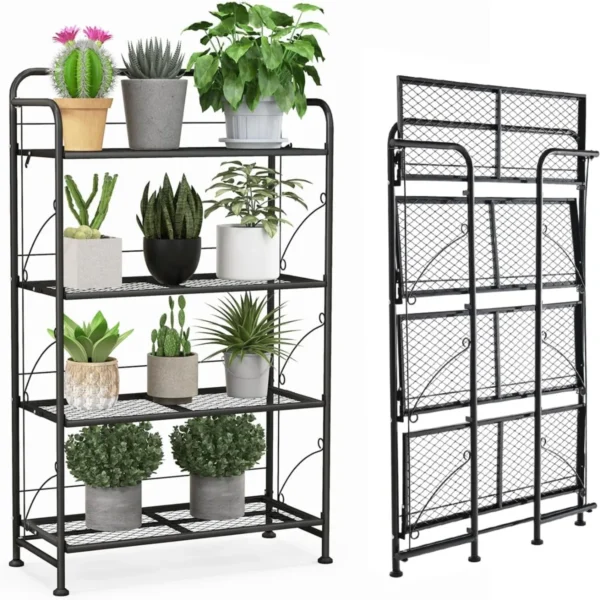 Augalų lentyna 60x25x100cm., juodos spalvos