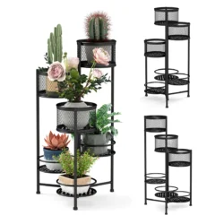 Gėlių stovas 22,5x22x82cm., auksinės spalvos