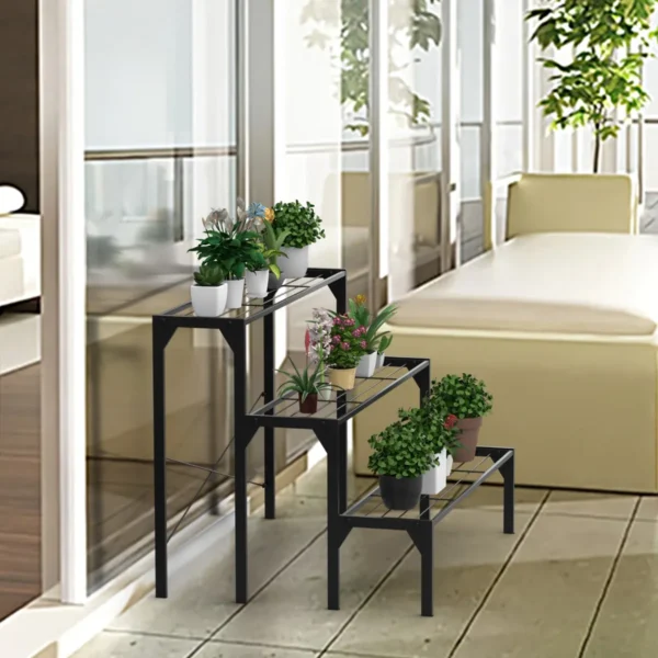 Gėlių stovas 86,4x66x66cm., juodos spalvos