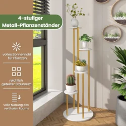 Gėlių stovas 40x40x125cm., auksinės/baltos spalvos