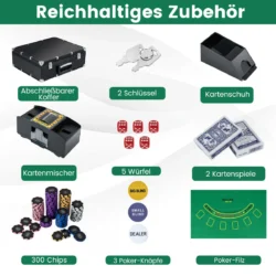 Pokerio rinkinys 39x31,5x13,5cm., įvairių spalvų