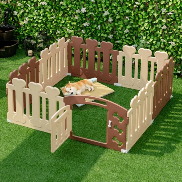 Šunų pertvora 155x155x60cm., smėlio/rudos spalvos