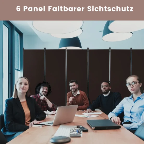 Širma 334,5x30x172cm., tamsiai rudos/juodos spalvos