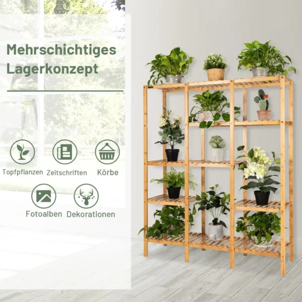 Augalų lentyna 114x31x141cm., šviesiai rudos spalvos