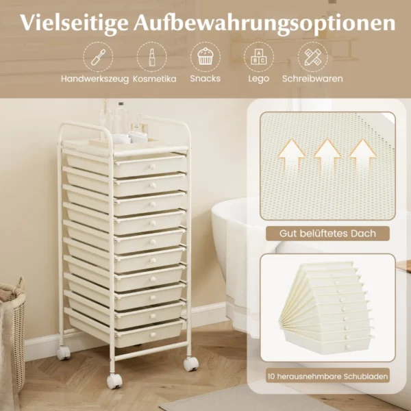 rollcontainer-beistellwagen-13367_2_.webp Vežimėlis su stalčiais 33x37x86cm., kreminės spalvos