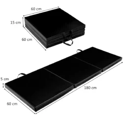 Gimnastikos kilimėlis 180x60x5cm., juodos spalvos