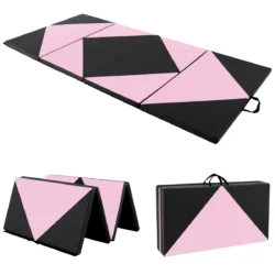 Gimnastikos kilimėlis 240x117x5cm., juodos/rožinės spalvos