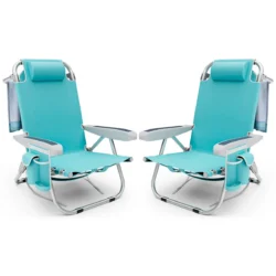 Rinkinys iš 2 turistinių kėdžių 66x65x78cm., mėlynos/pilkos spalvos